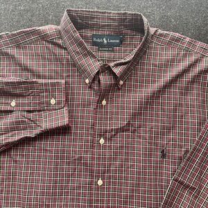Ralph Lauren Red Purple Plaid Classic Fit Button Down Shirt Mens 2XLT